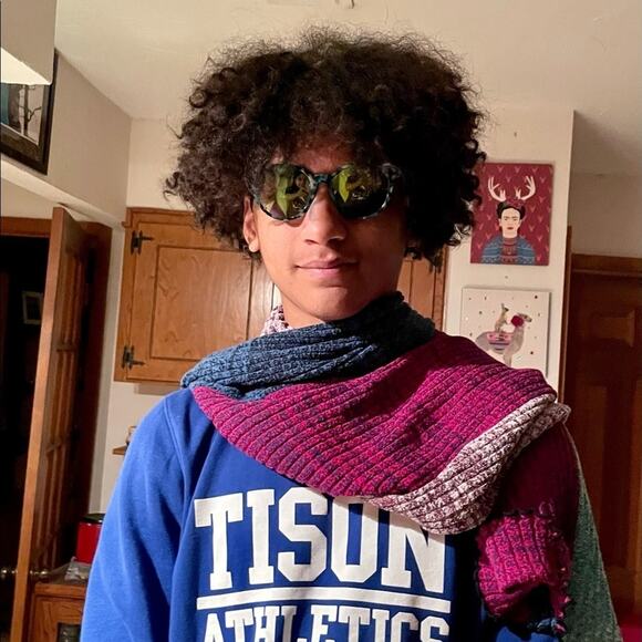 3.1 Philip Lim Patchwork marled ribbed knit scarf multi colored - Picture 1 of 5